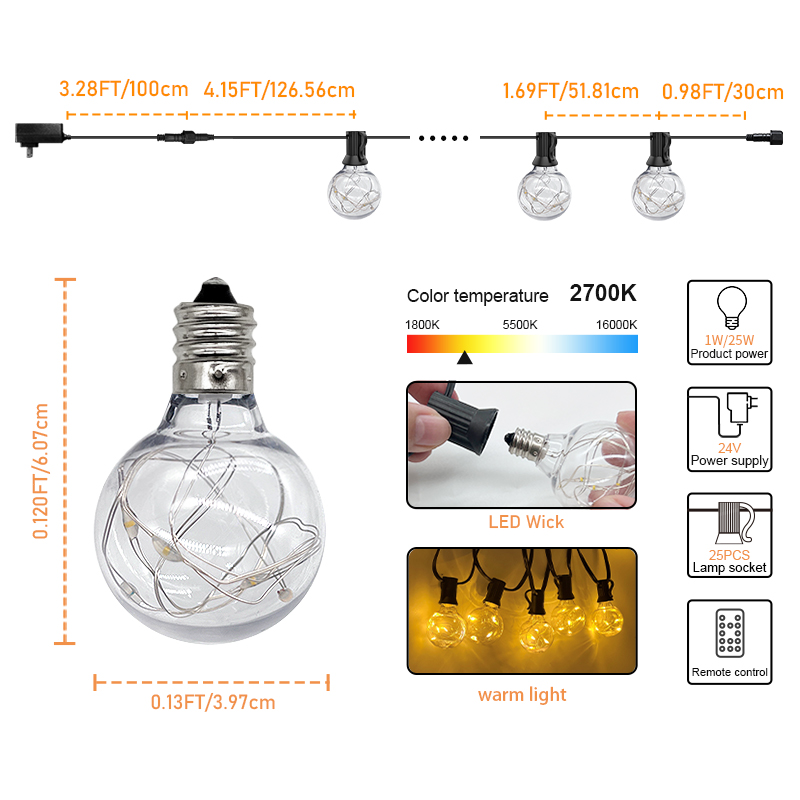 HCP081  G40暖光铜线灯串